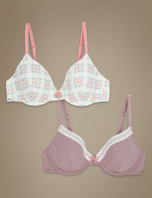 2 Pack Underwired Checked Bra &#40;A-D&#41;